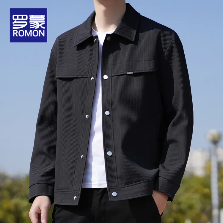 罗蒙秋季男士翻领外套宽松休闲上衣男款秋冬款爆款2025新款夹克男