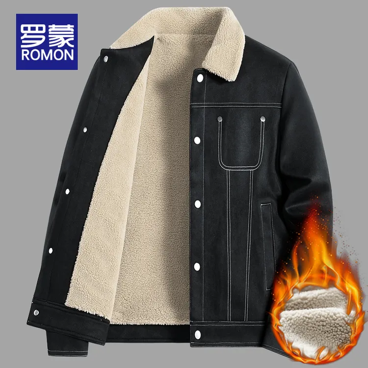 罗蒙男士加绒加厚保暖夹克男2025新款韩版上衣男款秋冬款男装外套