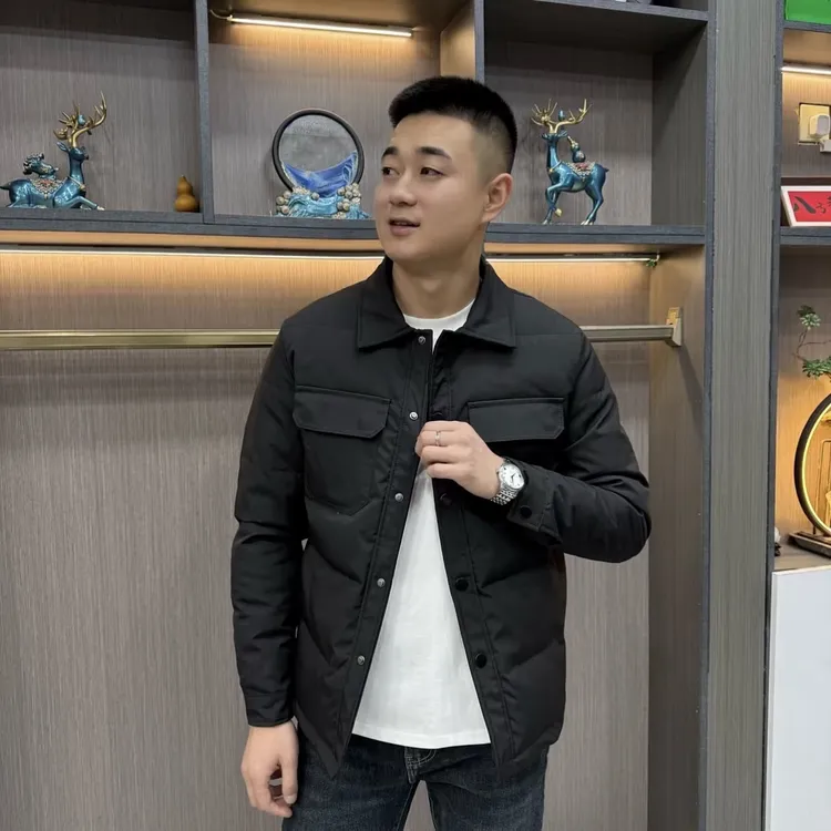 冬季新款男士小棉袄翻领净版百搭棉服外套男修身黑色休闲夹克上衣