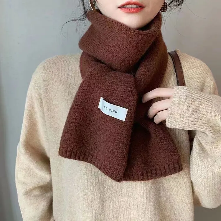 围巾女冬季高级感2025新款克莱因蓝纯色显白韩版百搭学生女生围脖