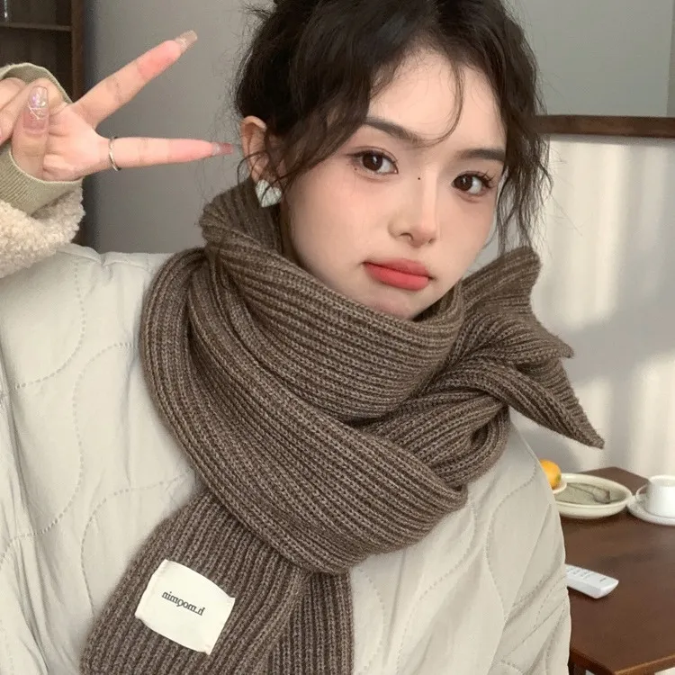 围巾女冬季新款冬季百搭韩版围脖纯色保暖针织围脖围巾推荐