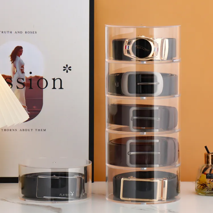 亚克力男士腰带皮带收纳盒家用神器裤带领带口红皮带收纳神器