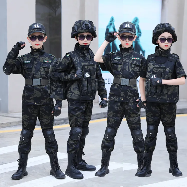 儿童迷彩服套装男孩2024年新款男女童春秋季夏令营户外特种兵套装
