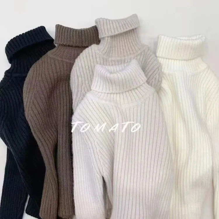 长袖针织衫2025儿童爆款冬季加厚保暖高领毛衣男宝女宝百搭打底