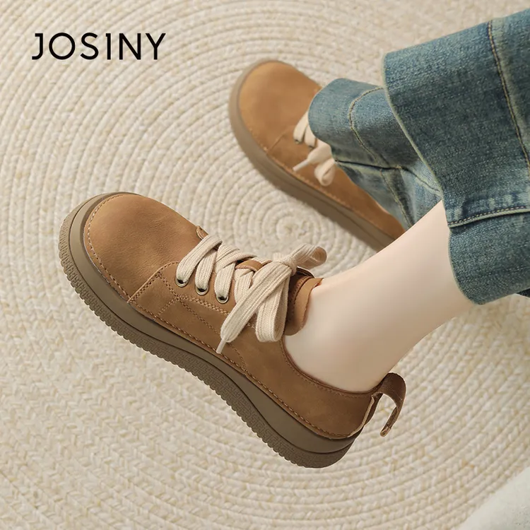 卓诗尼厚底勃肯鞋女复古小皮鞋2024新款平底休闲单鞋子百搭乐福鞋