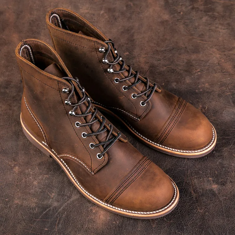 TickTock8111/8085疯马皮男伞兵靴固特异百搭工装鞋高帮旧化圆头