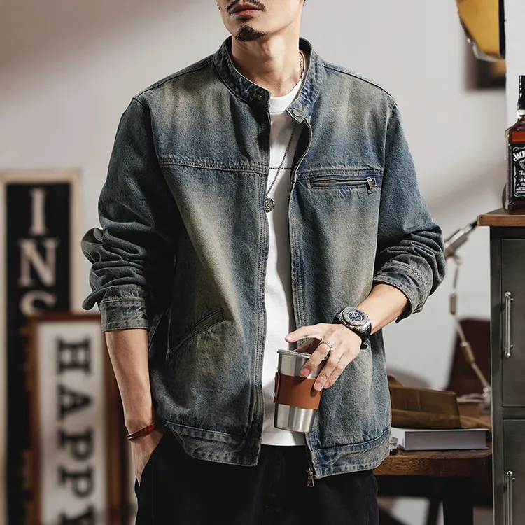 哈灵顿夹克美式经典牛仔外套男士夏季新款潮牌复古水洗耐磨3081