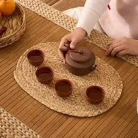 LONGTU/龙图【三个装】草编餐垫茶垫水仙藤编织家用杯垫耐用