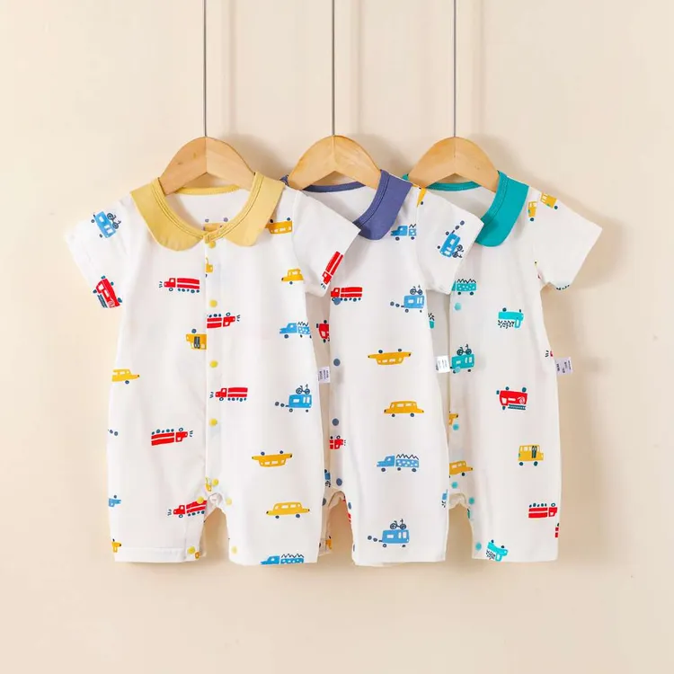 *贝适婴幼儿男宝城市汽车长袖半袖连体衣空调服夏季衣服纯棉系列