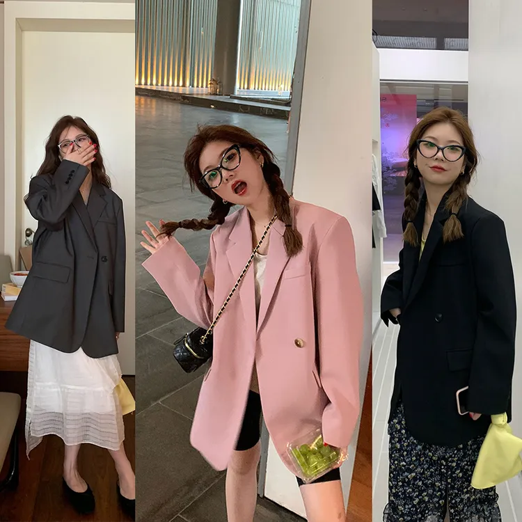 纯色正常袖常规春秋春季西服西装网红小个子大码女款西服外套女