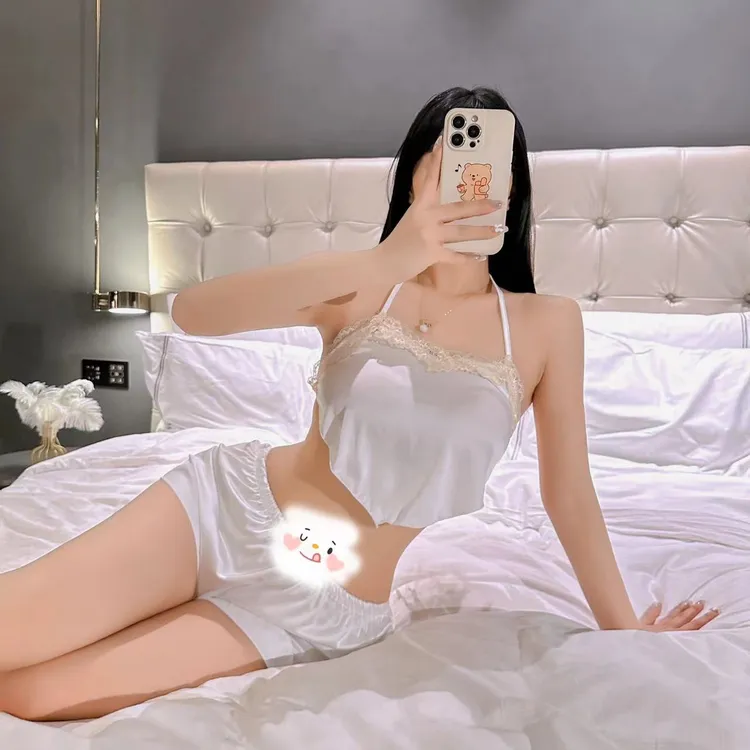 国风经典吊带气质古风典雅性感睡衣睡衣女套装蕾丝白色女士居家服