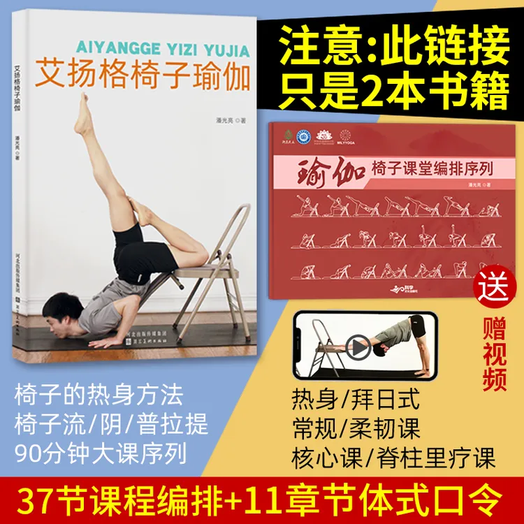 艾扬格椅子瑜伽书籍体式讲解口令+37节排课动作变体课堂编排习练