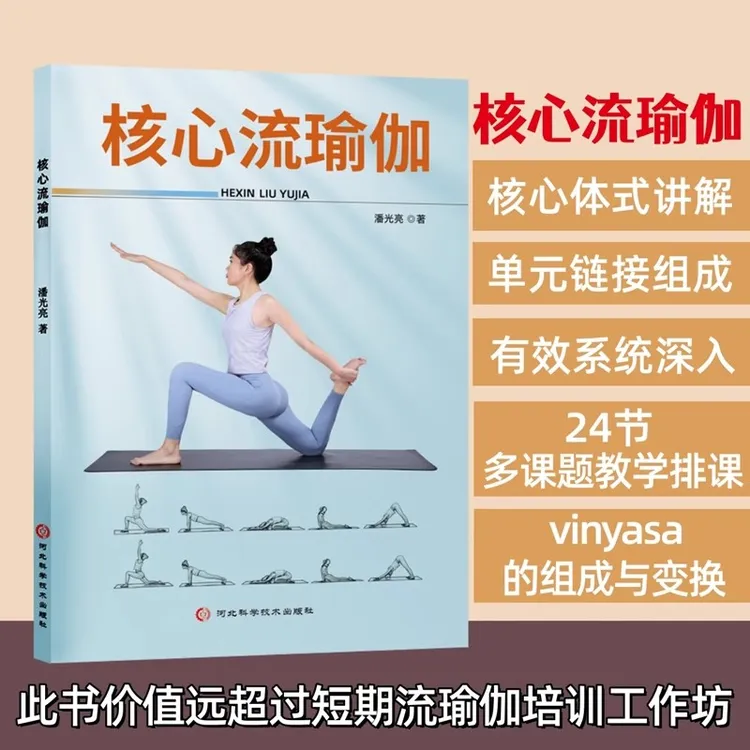 核心流瑜伽书籍体式讲解口令+24节排课串联vinyasa导师教培训教练
