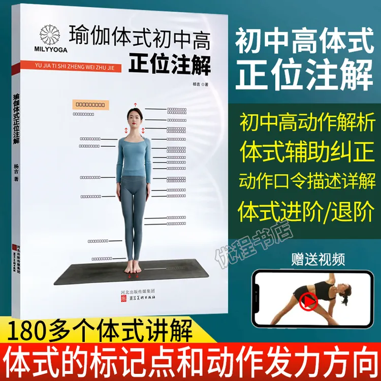 瑜伽体式初中高正位注解口令讲解进阶退阶辅助纠正发力点标注书籍