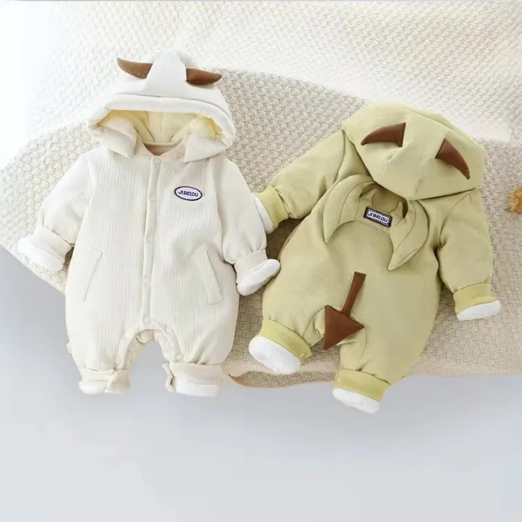 新款冬季男女宝宝连体衣哈衣加厚棉服外出爬服新生婴幼儿冬款棉衣