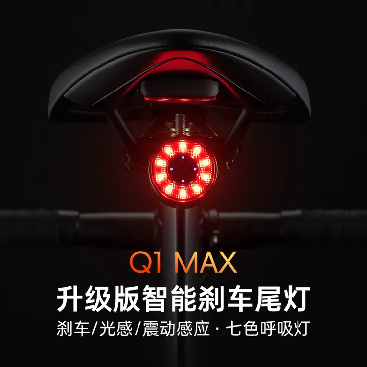 洛克兄弟自行车尾灯刹车灯警示灯山地公路车夜骑智能感应骑行装备