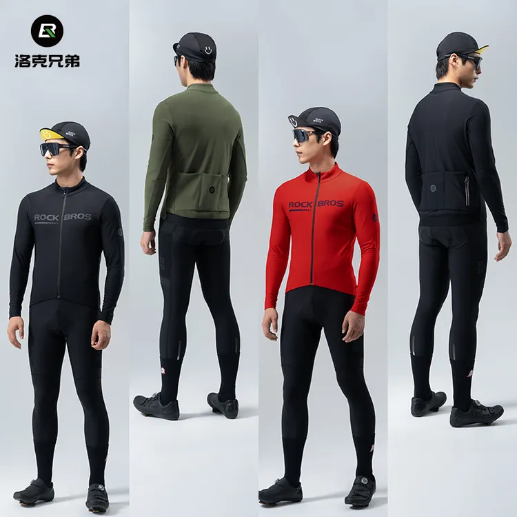 洛克兄弟抓绒骑行服防风保暖长袖长裤男女款秋冬季加绒速干衣户外