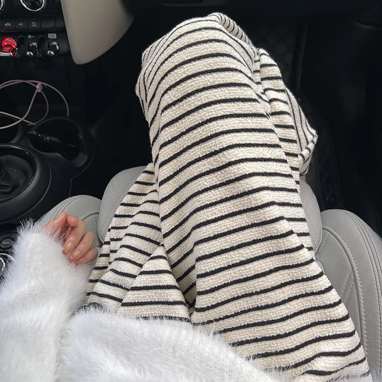 休闲慵懒风毛巾条纹阔腿裤女2025秋冬ins百搭糯米裤高腰遛弯裤子