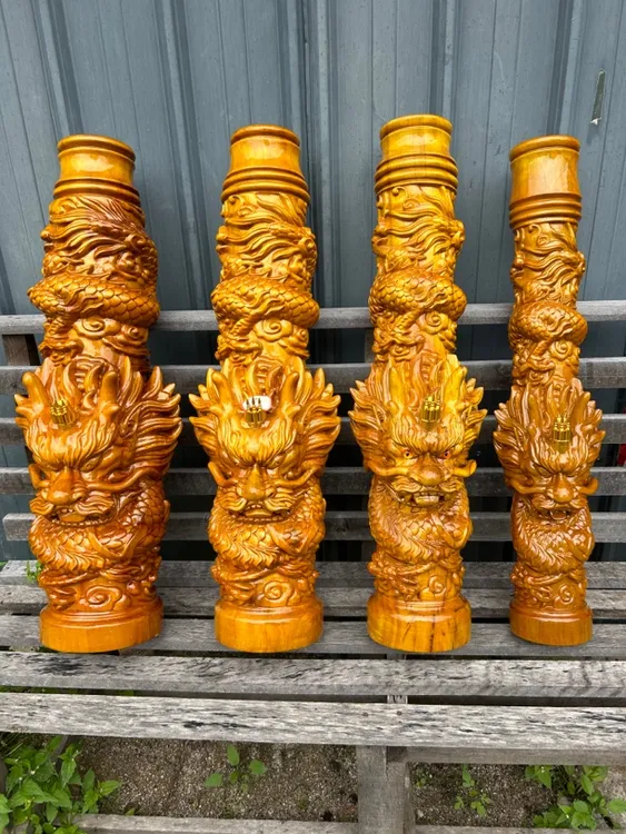 云贵川云南烟筒水烟筒大叶楠黄金樟木实木雕刻生肖龙雕龙水烟筒