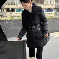 白鸭绒羽绒服2024新款洋气中长款大翻领时尚气质修身外套冬季女