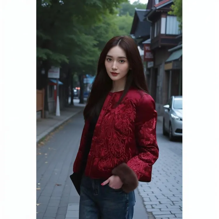 新中式国风女装盘扣上衣2024秋冬新款高级感复古加厚新年红色外套