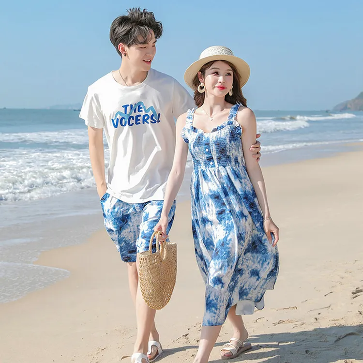 沙滩情侣装夏装2025新款一裙一衣不一样的高级感女连衣裙海边度假