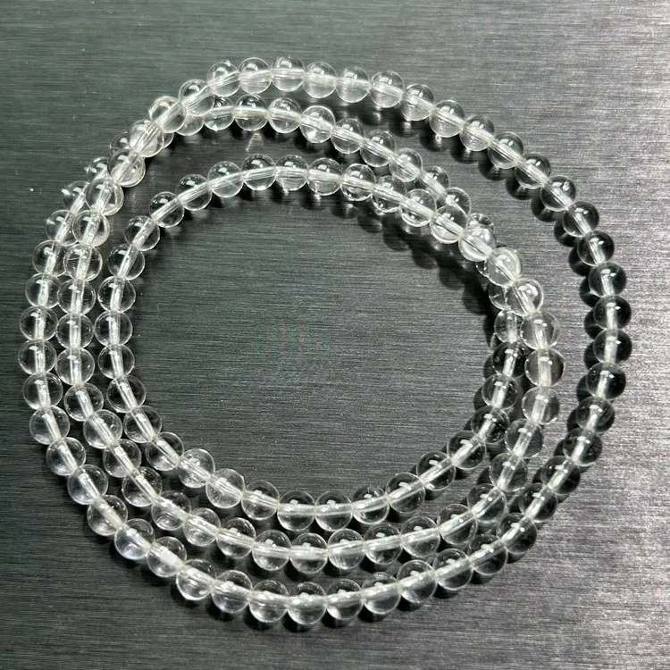 3圈天然白水晶手串净体白透水晶多圈白水晶冰透白水晶珠径4.3mm