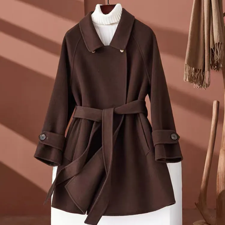 双面呢羊毛大衣女中长款2025新款修身显瘦气质小个子毛呢外套高端