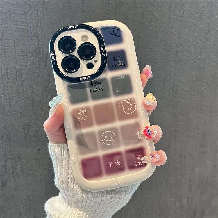 好运笑脸格子适用苹果17promax华为oppo小米vivo手机壳14网红13防