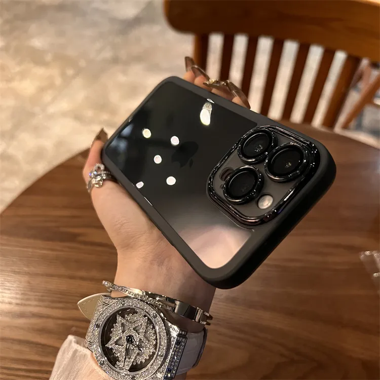 透黑自带镜头膜苹果14手机壳iphone14promax高级感苹果13女12男11
