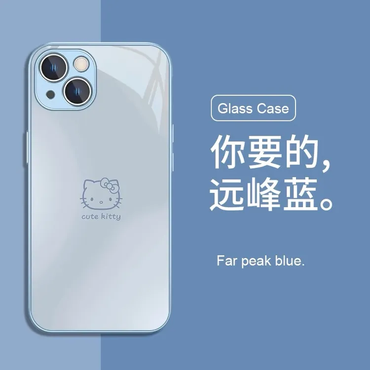凯蒂猫玻璃壳苹果华为vivo女oppo小米苹果17promaxpro创意防摔手