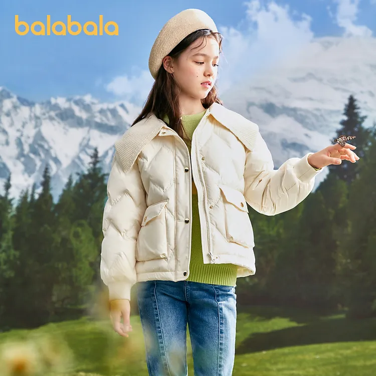 儿童羽绒服女童短款冬季新款中大童毛织208423107010