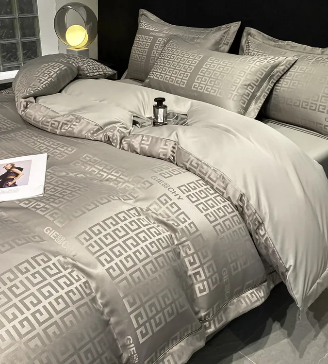 款高档轻奢大牌100s贡缎提花水洗真.丝冰丝四件套床笠四件套夏季