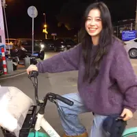紫色慵懒风套头洋气毛衣秋冬季加厚宽松软糯内搭毛衣毛衣女秋冬