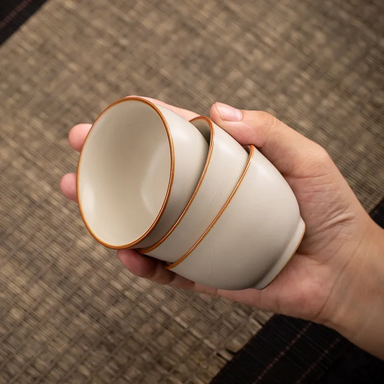 米黄汝窑茶杯主人杯单杯茶具杯子套装家用汝瓷品茗杯功夫茶茶具