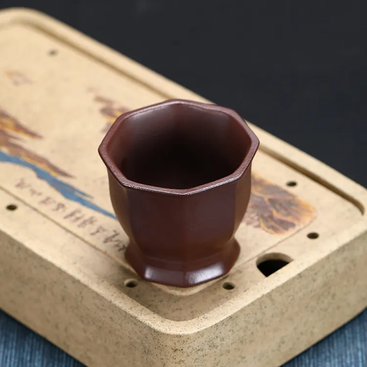 宜兴紫砂主人杯八方品茗茶具茶道配件紫泥段泥厂家直销家用新品