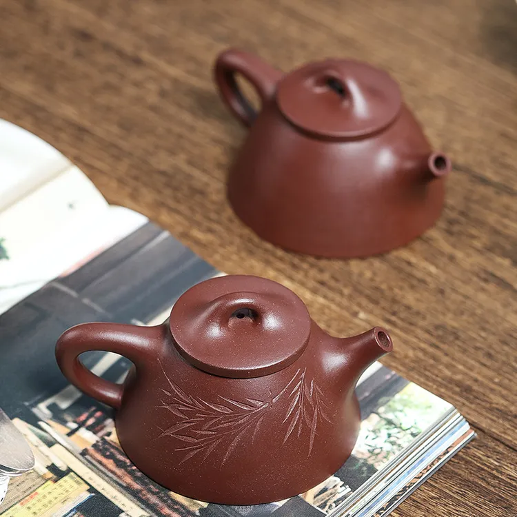 霸王石瓢刻字光素原矿紫泥宜兴紫砂茶壶茶具传统半手工送恩师长辈