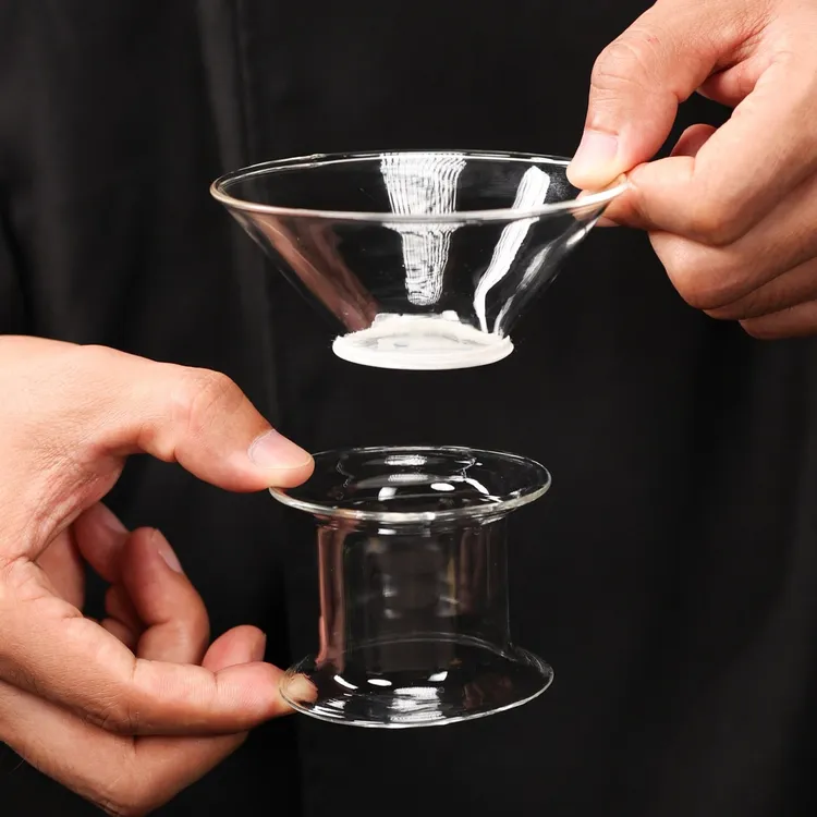 玻璃耐热茶滤套装创意茶具配件透明茶漏直发