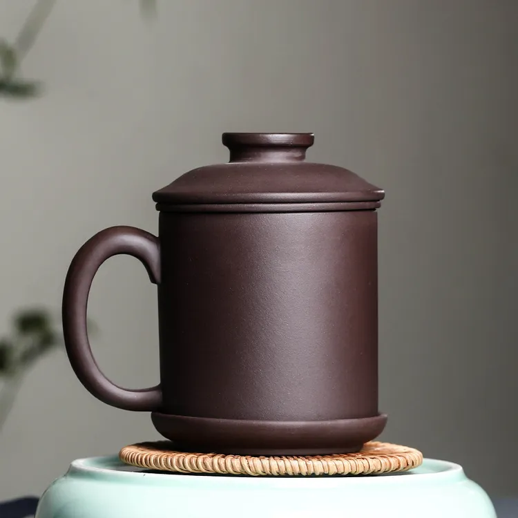 宜兴紫砂杯纯手工大容量茶杯带盖带过滤办公室杯子直发刻字