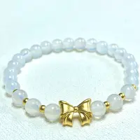 足金999直孔蝴蝶结+6颗卡3古法金珠搭白玛 瑙手串@@A382