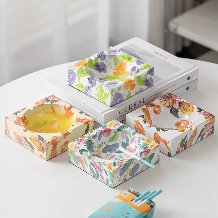 新款斑斓烟灰缸方形大气居家办公室高档轻奢装饰摆件酒店开业通用