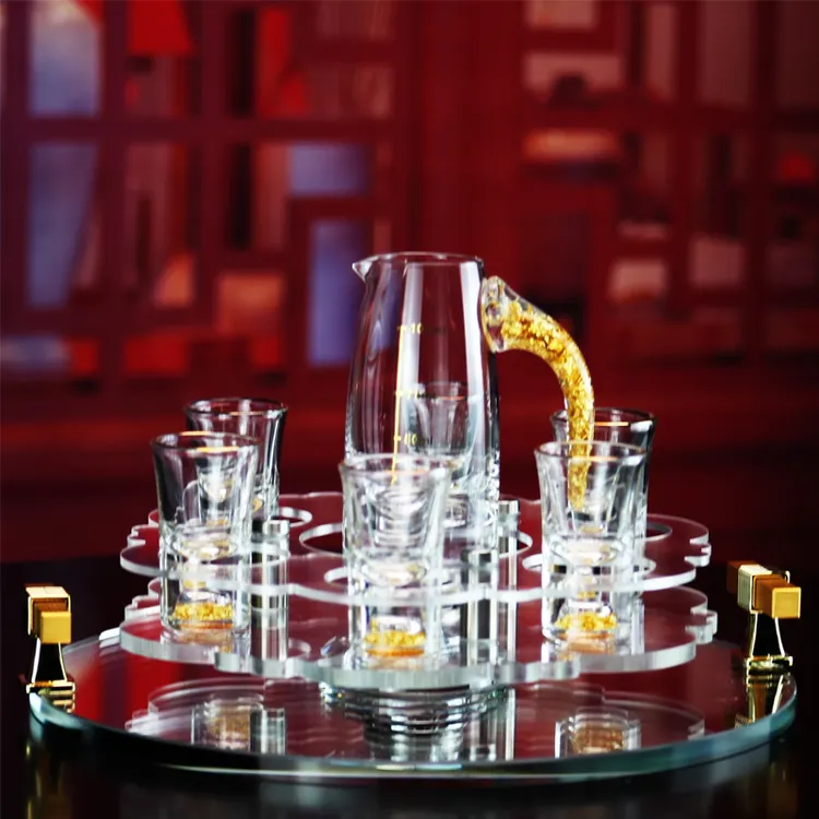 LUTIANNENG金箔子弹杯白酒杯一口杯套装分酒壶金箔设计元素礼盒装