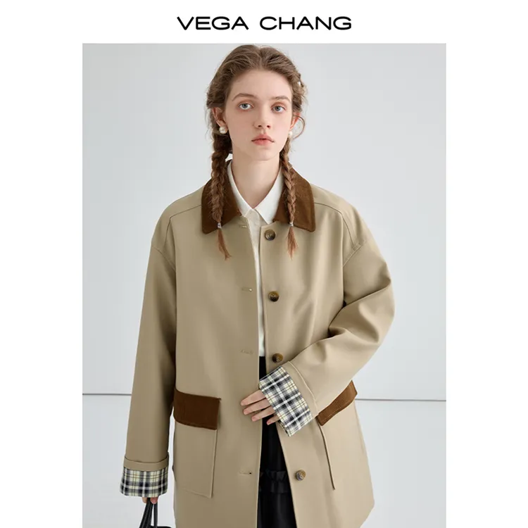 VEGA CHANG休闲风衣女中长2025年秋季设计感时尚通勤保暖170779