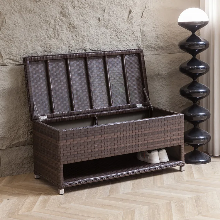 户外阳台花园进门口藤编鞋柜可坐人大容量收纳翻盖储物箱柜子防晒