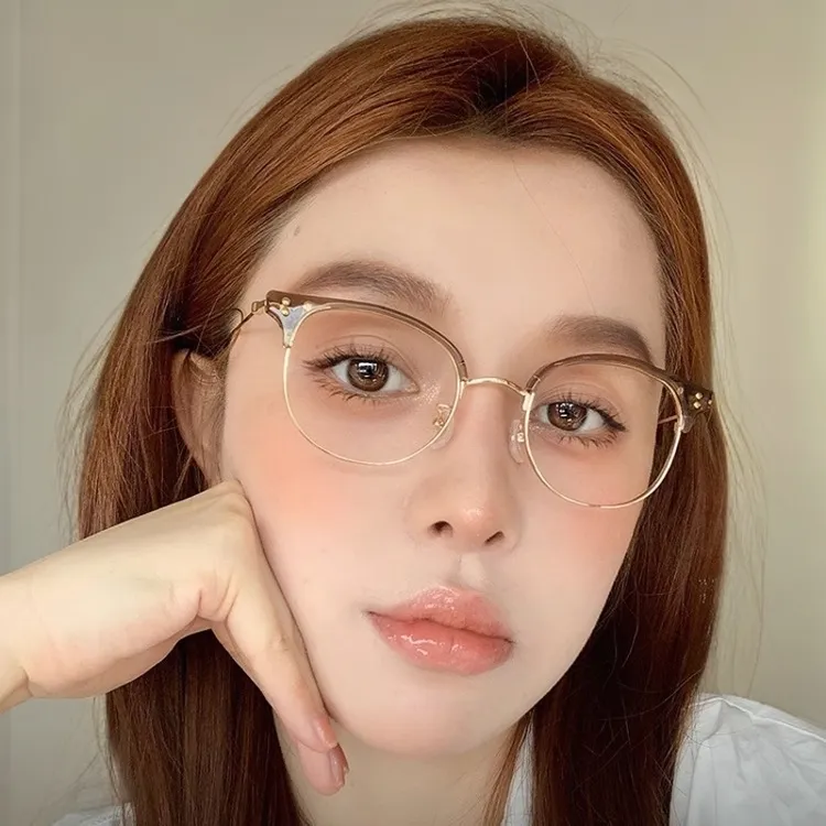 丹阳眼镜近视眼镜女丹阳配镜眉线半框眼镜男超轻眼镜框温柔眼镜架