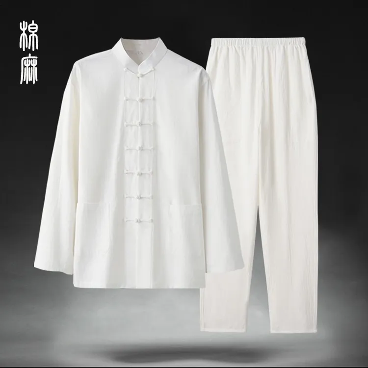 XIANYIN/弦吟棉麻文艺复古中式唐装中华立领国风练功居士太极服