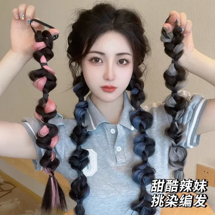 拳击辫假发女泡泡辫双马尾新中式假辫子仿全真人发灯笼辫无痕脏辫