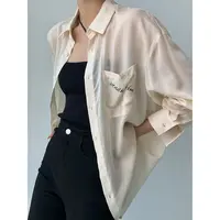  【清】P0615C2149  设计感上衣印花超仙夏天丝微透防晒衬衫长袖