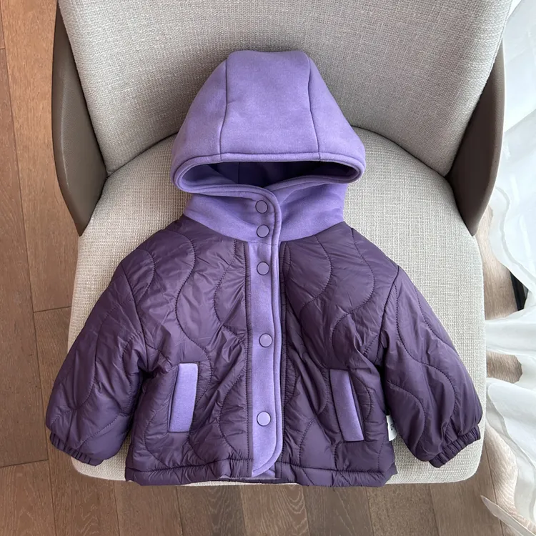 【撞色绗棉外套   】婴儿冬装宝宝巫师帽休闲外套i27