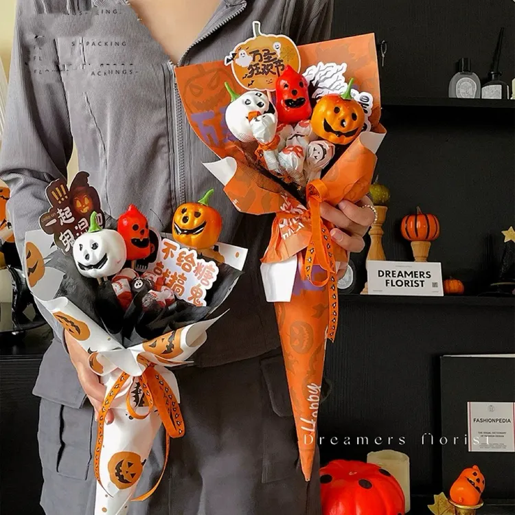万圣节南瓜稻草人装饰手工diy材料鲜花包装花束插花用品